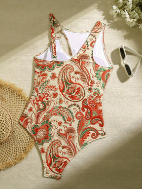 Maiô Estampado Étnico com Recorte no Decote