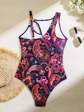 Maiô Estampado Étnico com Recorte no Decote