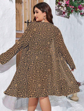 Conjunto Praia Plus Size 3 Peças Geométrico