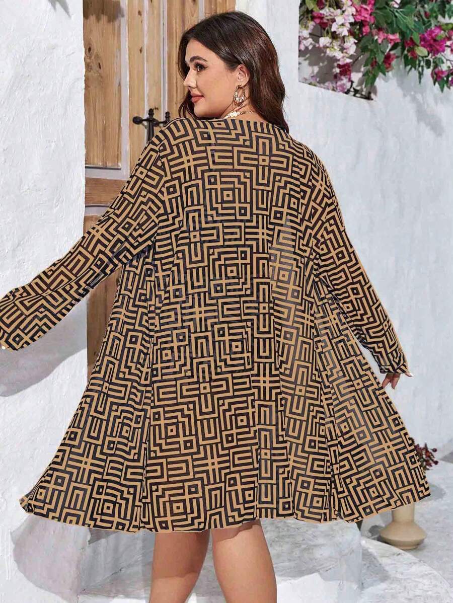 Conjunto Praia Plus Size 3 Peças Geométrico