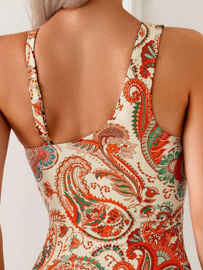 Maiô Estampado Étnico com Recorte no Decote