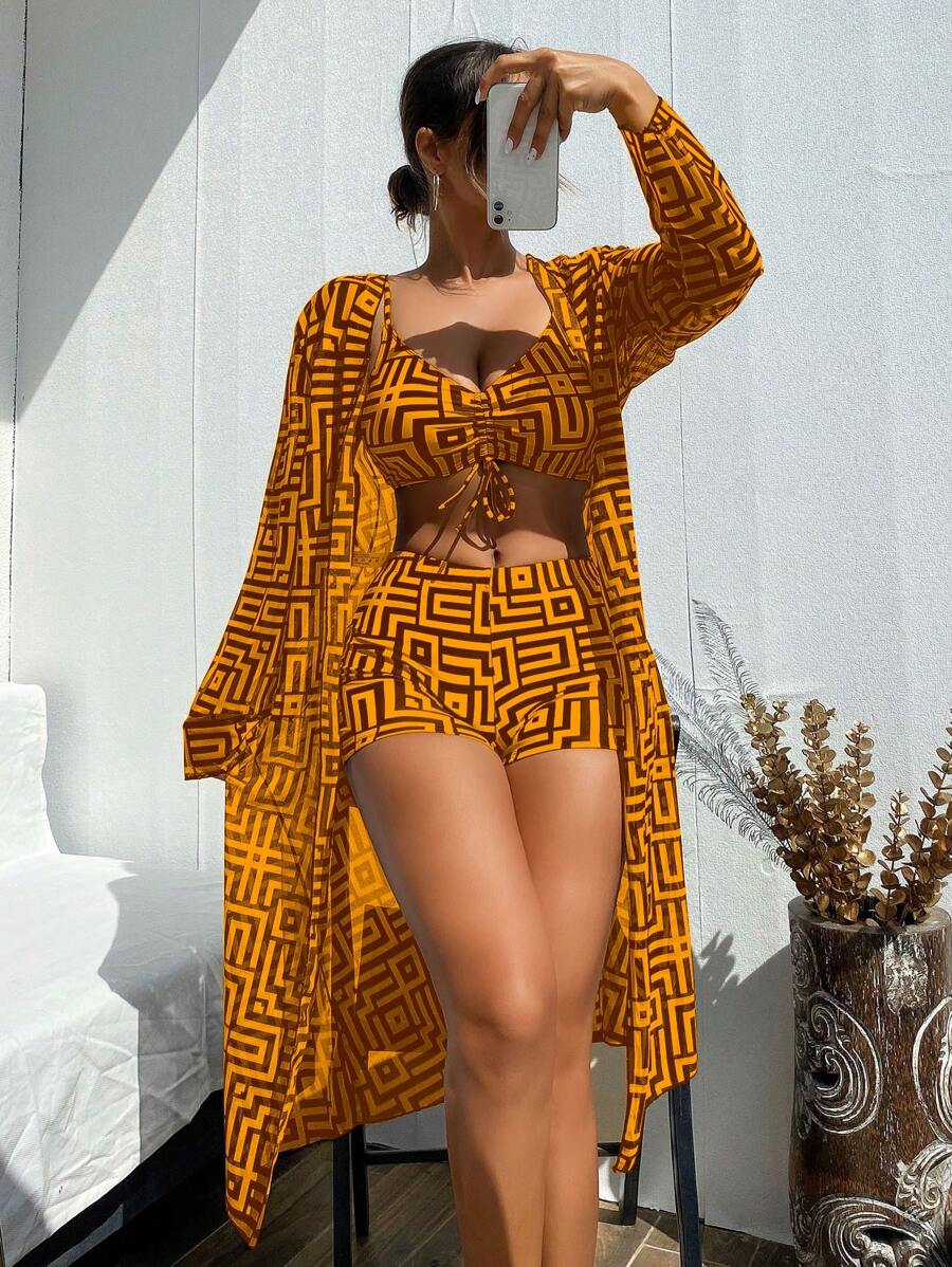 Conjunto Praia Estampado 3 Peças