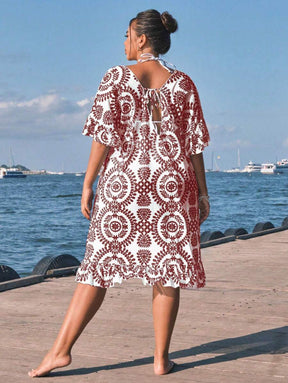 Saída de Praia Floral Plus Size