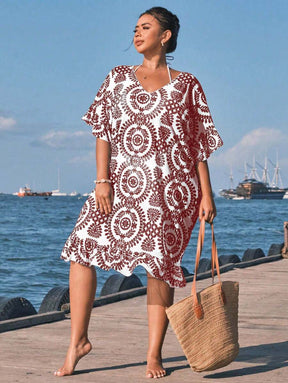 Saída de Praia Floral Plus Size