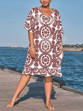 Saída de Praia Floral Plus Size