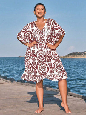 Saída de Praia Floral Plus Size
