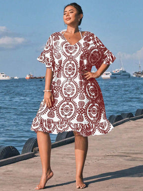 Saída de Praia Floral Plus Size