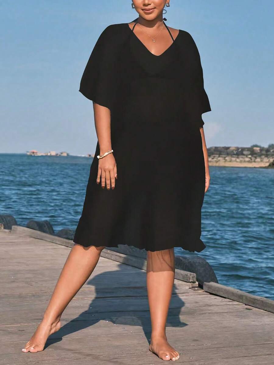 Saída de Praia Floral Plus Size