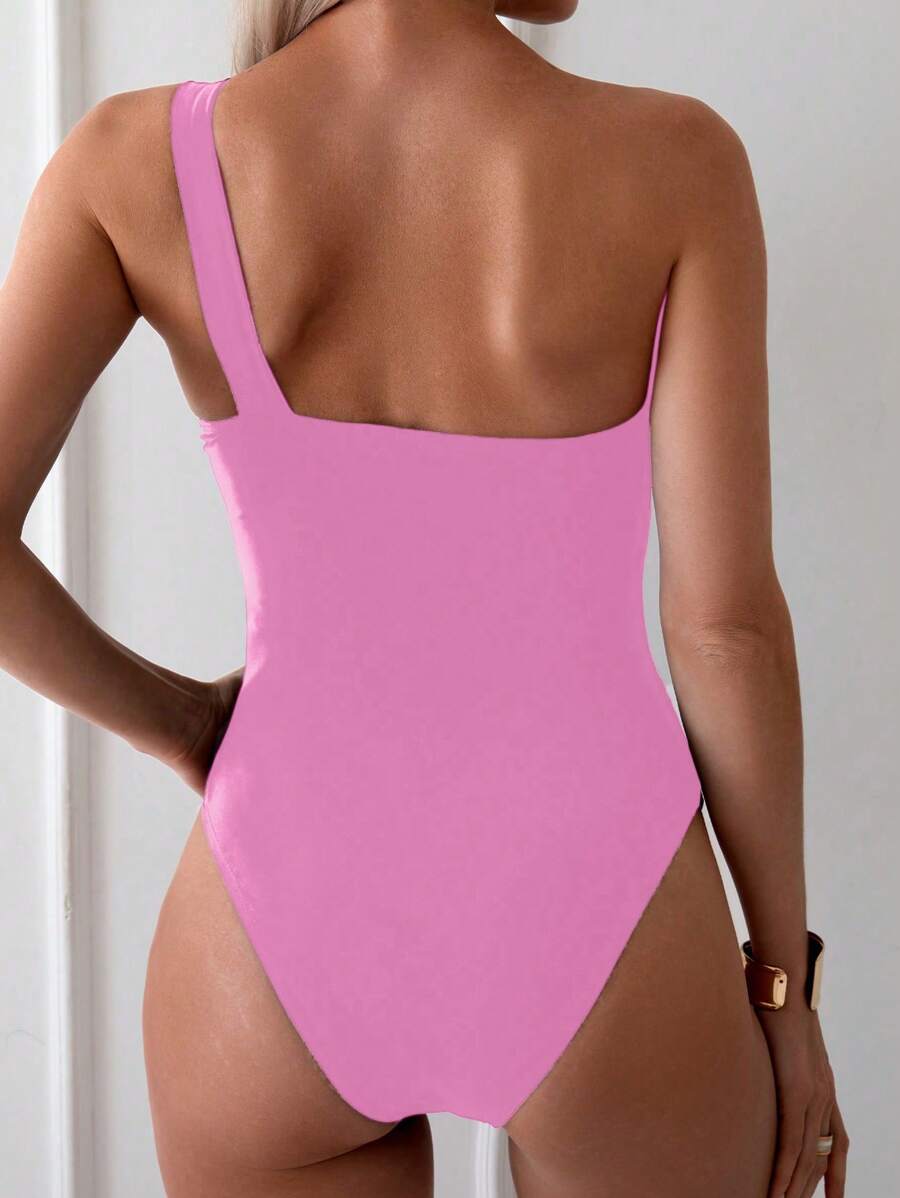 Maiô sofisticado Ombro Único com Detalhe Dourado