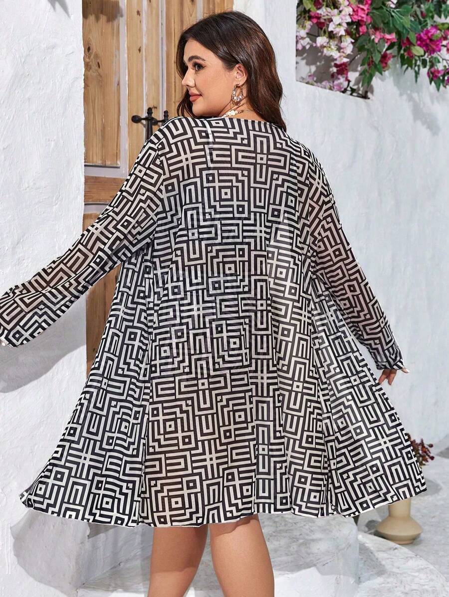 Conjunto Praia Plus Size 3 Peças Geométrico