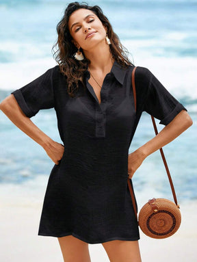 Camisa Branca Feminina Saída de Praia Casual