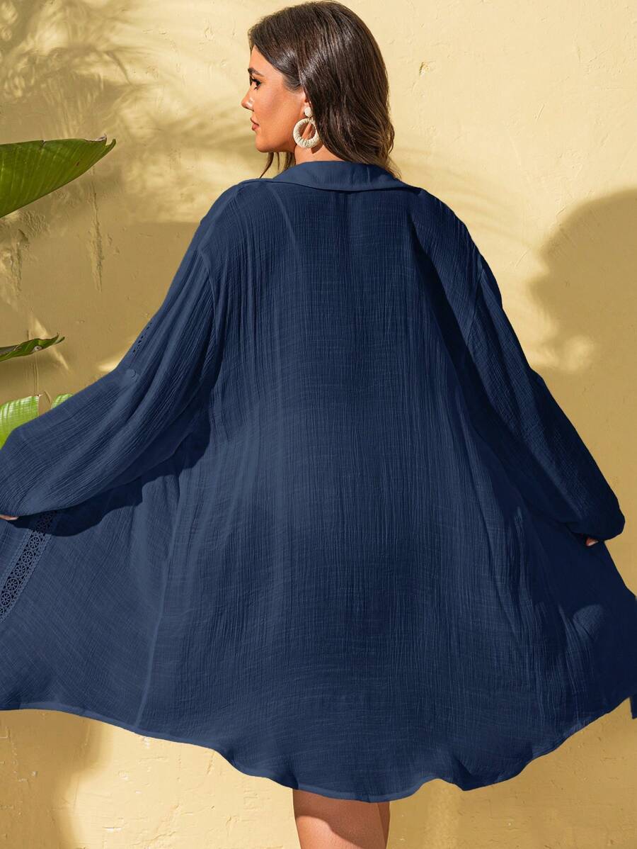 Saída de Praia Camisa com Renda Plus Size