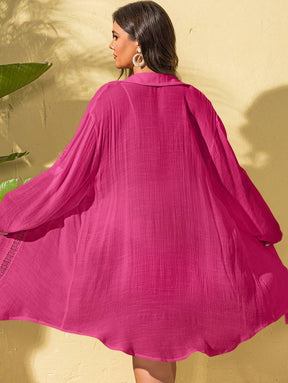 Saída de Praia Camisa com Renda Plus Size