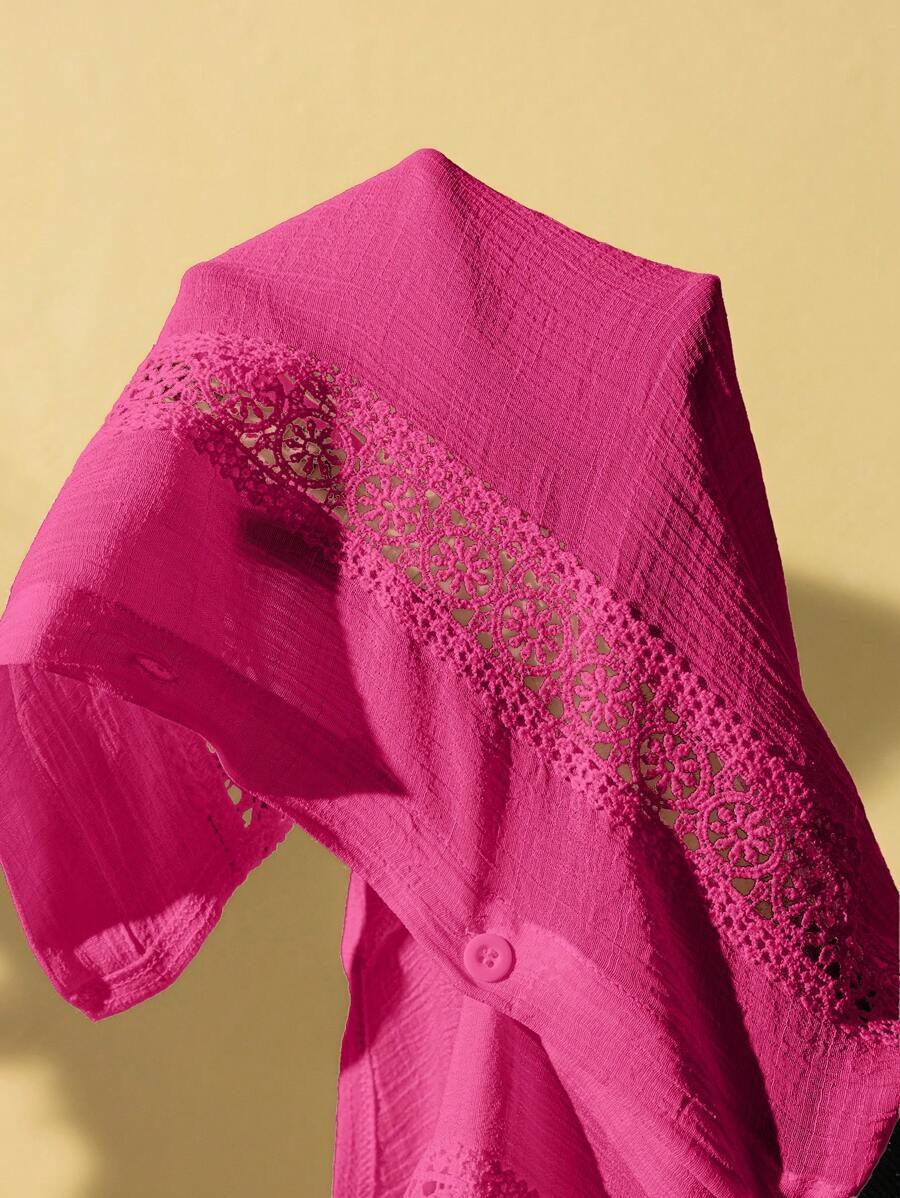 Saída de Praia Camisa com Renda Plus Size