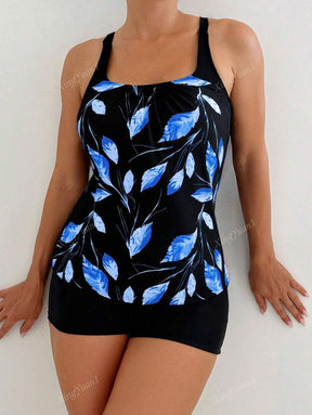 Conjunto Praia Preto com Top Floral