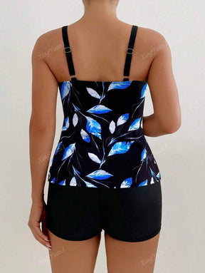 Conjunto Praia Preto com Top Floral