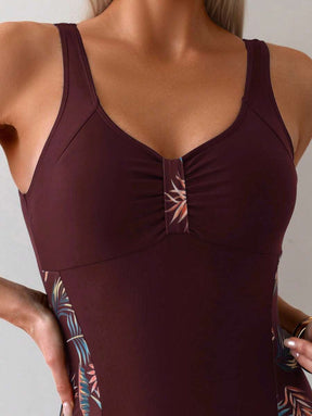 Maiô Preto com Laterais Estampadas