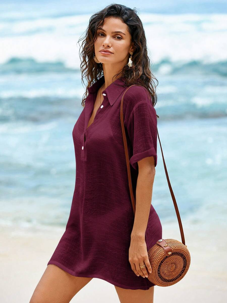 Camisa Branca Feminina Saída de Praia Casual