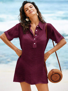 Camisa Branca Feminina Saída de Praia Casual