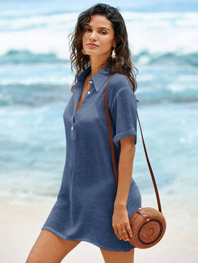 Camisa Branca Feminina Saída de Praia Casual