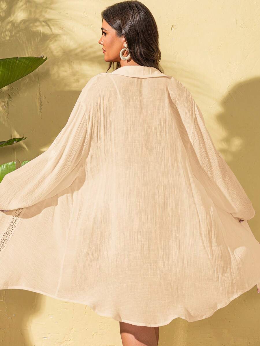 Saída de Praia Camisa com Renda Plus Size