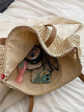 Bolsa em Palha com Alça de Ombro