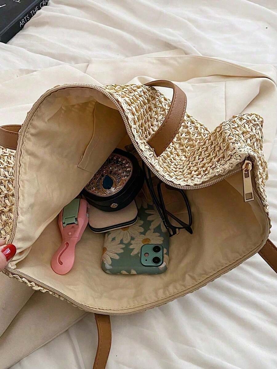 Bolsa em Palha com Alça de Ombro