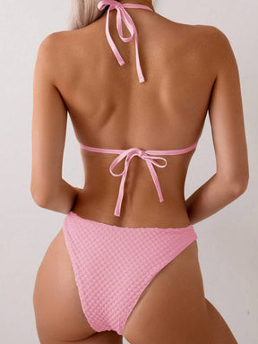 Biquíni Texturizado com Detalhe Dourado