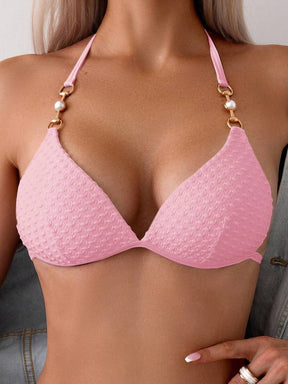 Biquíni Texturizado com Detalhe Dourado