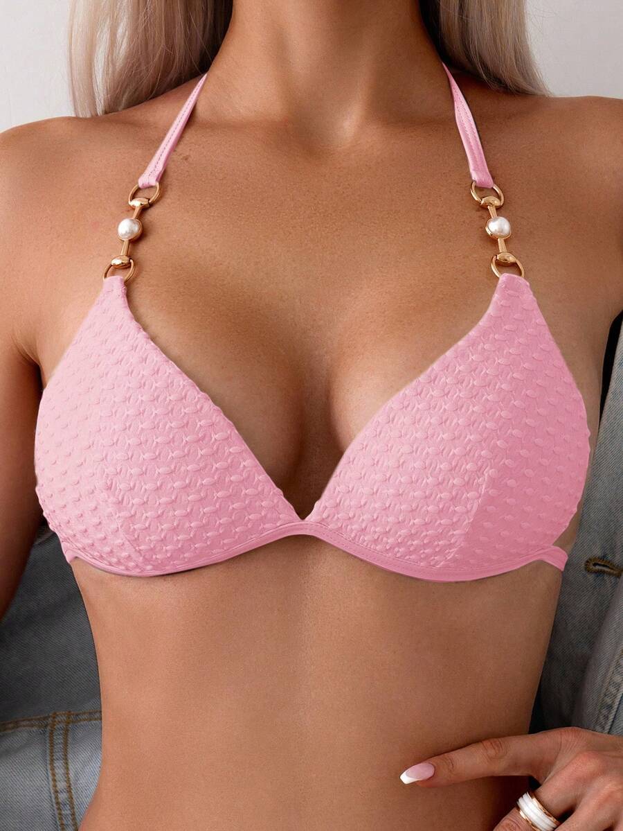 Biquíni Texturizado com Detalhe Dourado