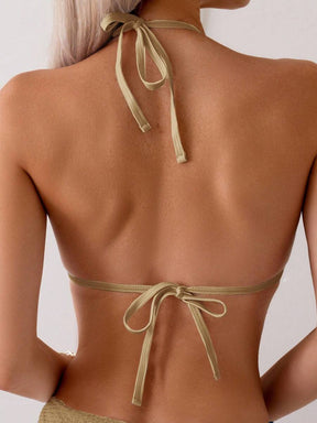 Biquíni Texturizado com Detalhe Dourado