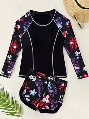 Conjunto Praia Manga Longa com Short Floral