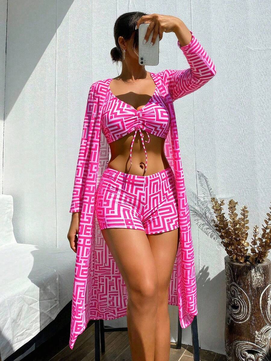 Conjunto Praia Estampado 3 Peças