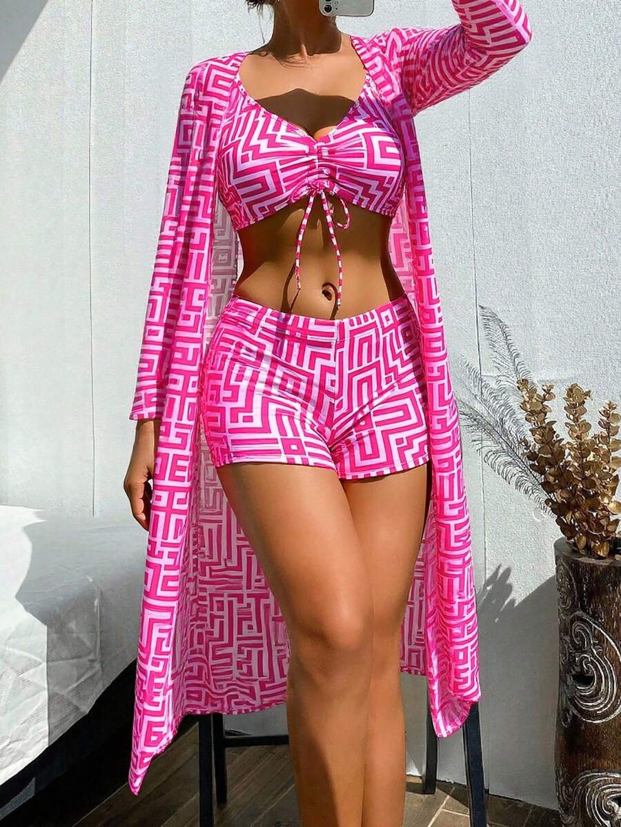 Conjunto Praia Estampado 3 Peças