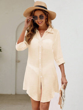 Saída de Praia Camisa Branca com Botões